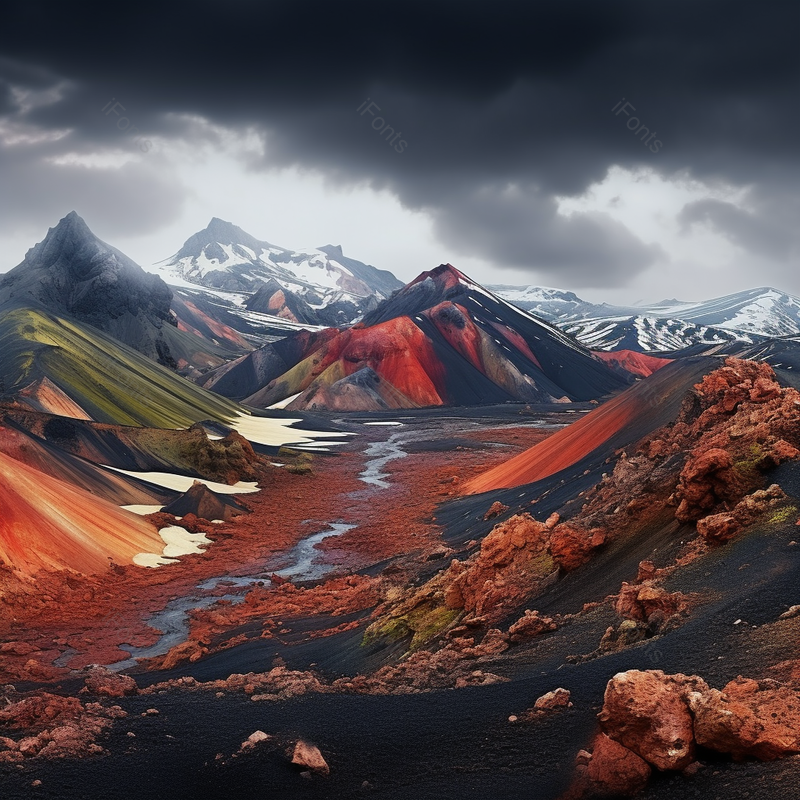 美丽的冰岛景观,多彩的彩虹火山Landmannalaugar山脉,著名的Laugavegur远足径,冰岛戏剧性的天空和红色的火山土壤,渐变复制空间背景,罗马尼亚,高清,摄影图,摄影图片,图片大全,摄影图免费下载